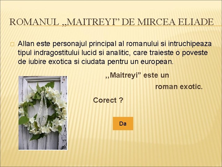 ROMANUL , , MAITREYI” DE MIRCEA ELIADE � Allan este personajul principal al romanului