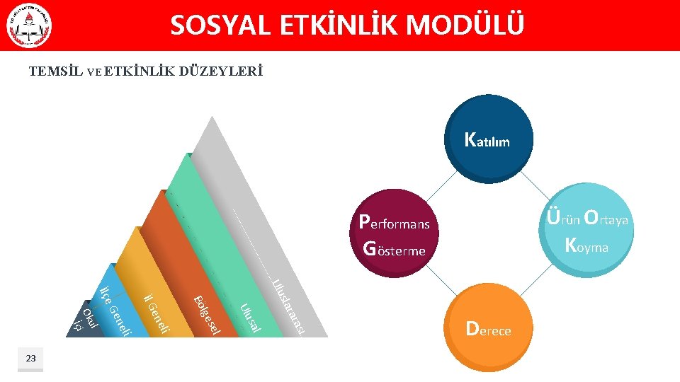 SOSYAL ETKİNLİK MODÜLÜ TEMSİL VE ETKİNLİK DÜZEYLERİ Katılım Ürün Ortaya Koyma Performans Gösterme sı