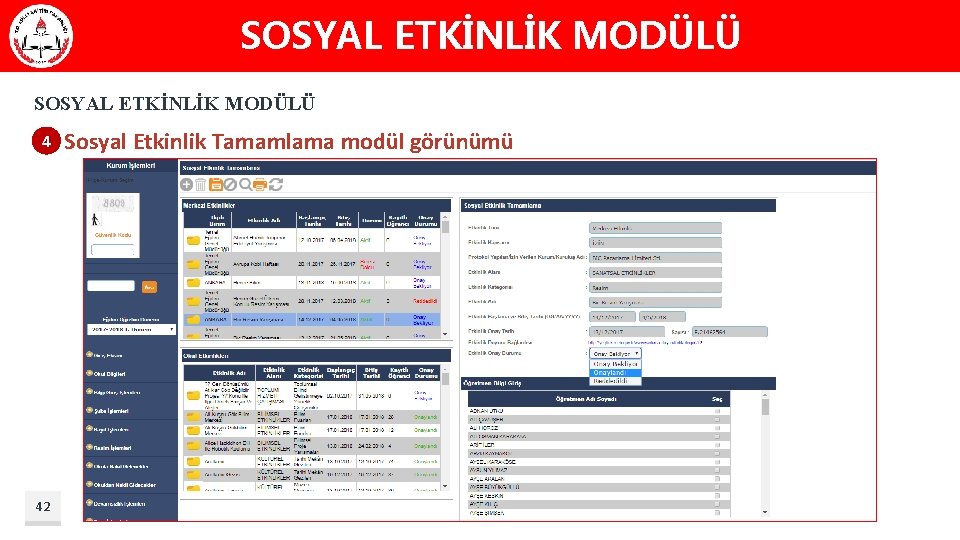 SOSYAL ETKİNLİK MODÜLÜ 4 42 Sosyal Etkinlik Tamamlama modül görünümü 