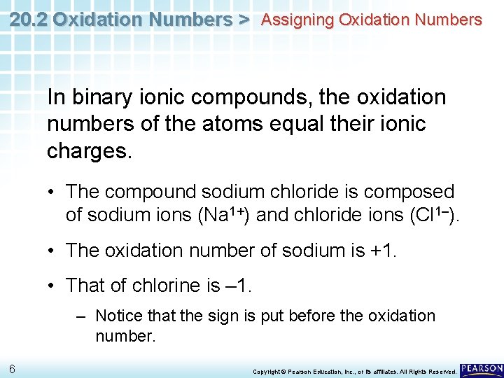 20 2 Oxidation Numbers Chapter 20 OxidationReduction Reactions