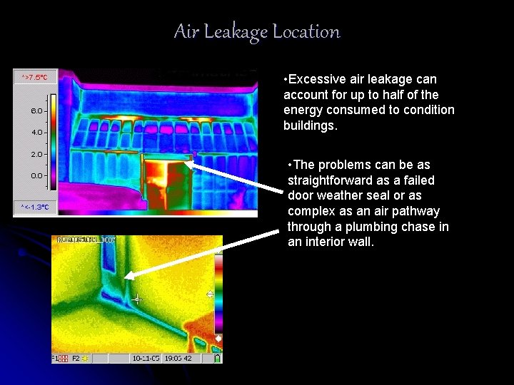 Air Leakage Location • Excessive air leakage can account for up to half of