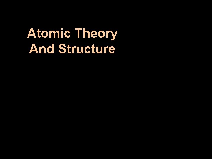 Atomic Theory And Structure 