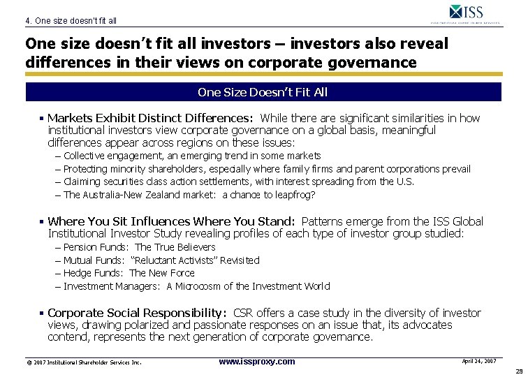 4. One size doesn’t fit all investors – investors also reveal differences in their