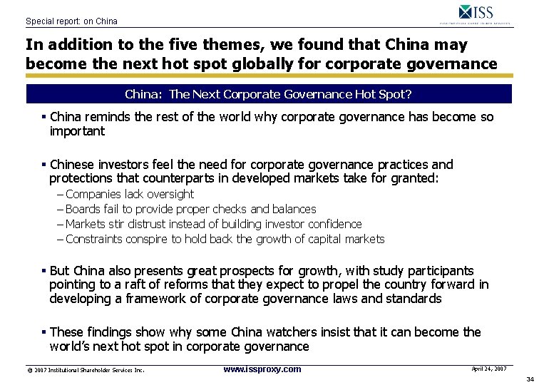 Special report: on China In addition to the five themes, we found that China