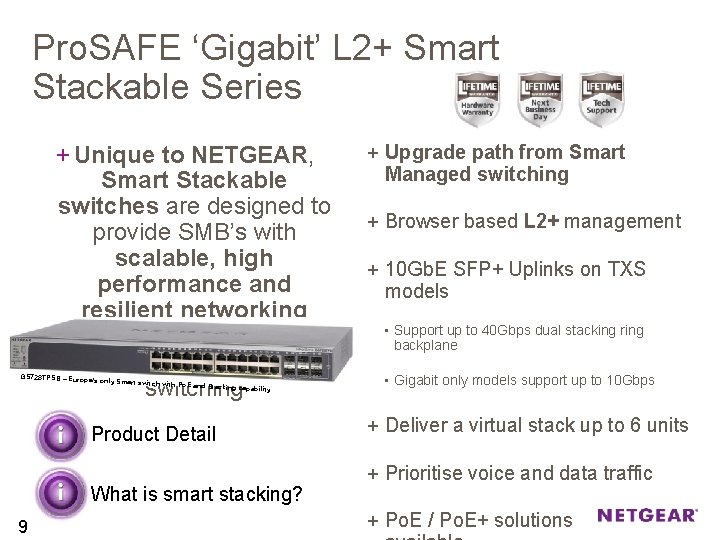 Pro. SAFE ‘Gigabit’ L 2+ Smart Stackable Series + Upgrade path from Smart +