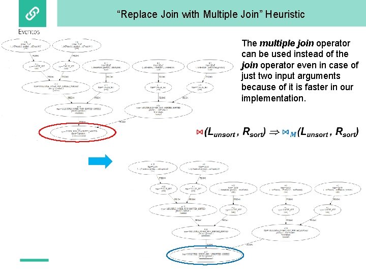 “Replace Join with Multiple Join” Heuristic The multiple join operator can be used instead