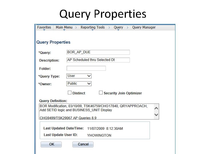 Query Properties Query Properties