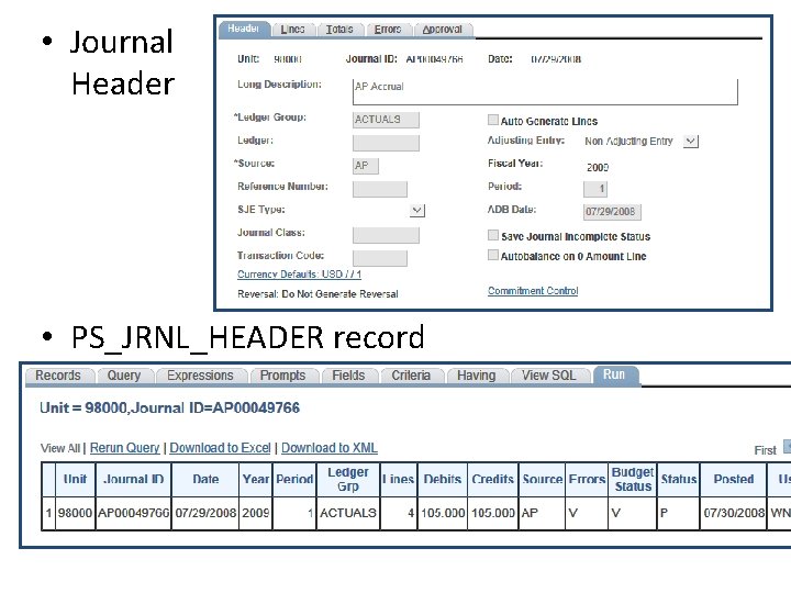  • Journal Header • PS_JRNL_HEADER record 