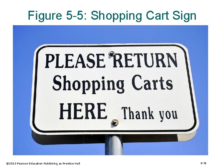 Figure 5 -5: Shopping Cart Sign © 2013 Pearson Education Publishing as Prentice Hall