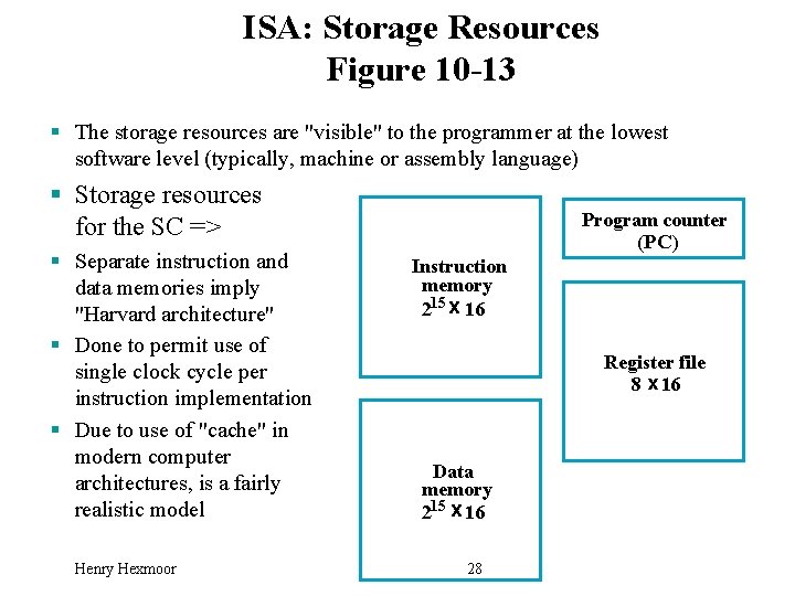 ISA: Storage Resources Figure 10 -13 § The storage resources are "visible" to the