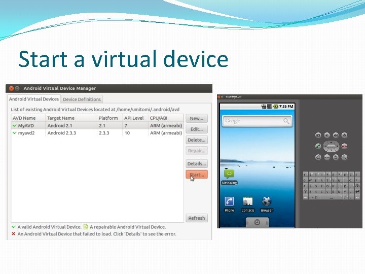 Start a virtual device 