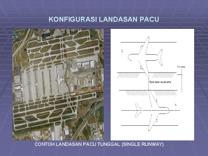 KONFIGURASI LANDASAN PACU CONTOH LANDASAN PACU TUNGGAL (SINGLE RUNWAY) 