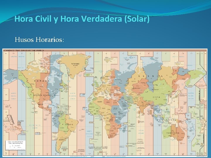 Hora Civil y Hora Verdadera (Solar) Husos Horarios: 