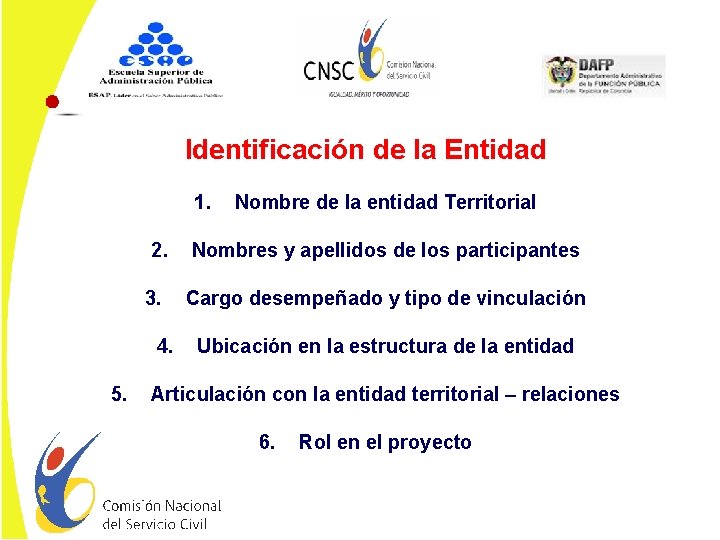 Identificación de la Entidad 1. 2. 3. 4. 5. Nombre de la entidad Territorial