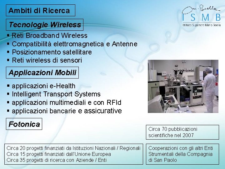 Ambiti di Ricerca Tecnologie Wireless § Reti Broadband Wireless § Compatibilità elettromagnetica e Antenne