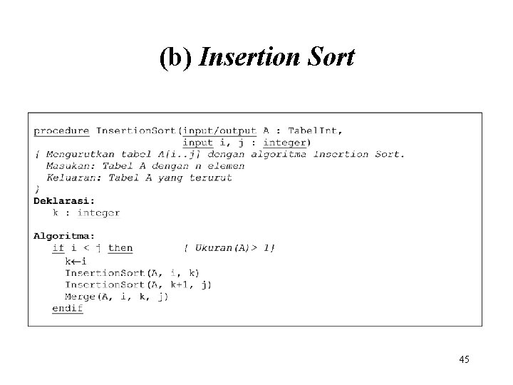 (b) Insertion Sort 45 