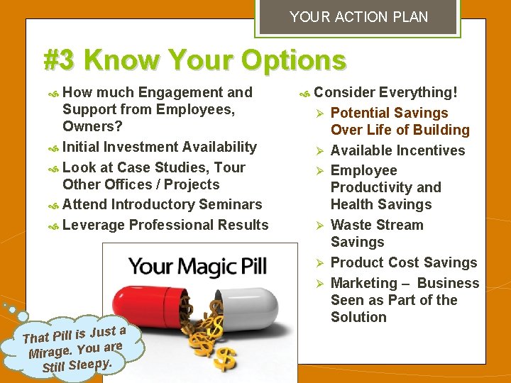 YOUR ACTION PLAN #3 Know Your Options How much Engagement and Support from Employees,