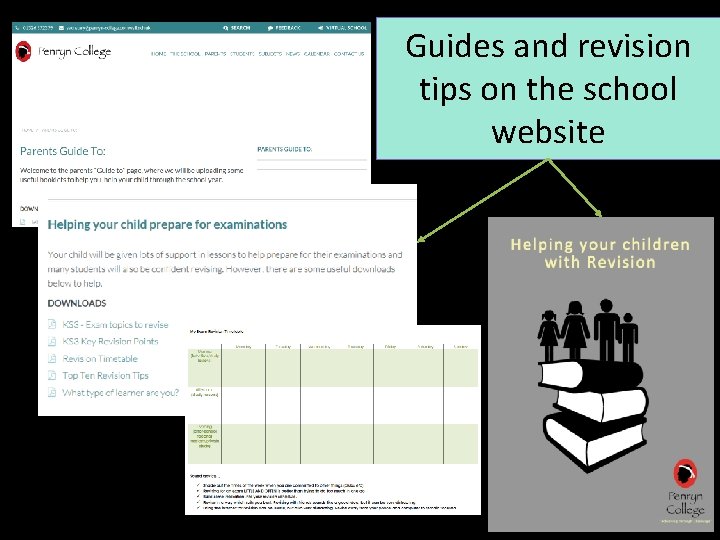 Guides and revision tips on the school website 