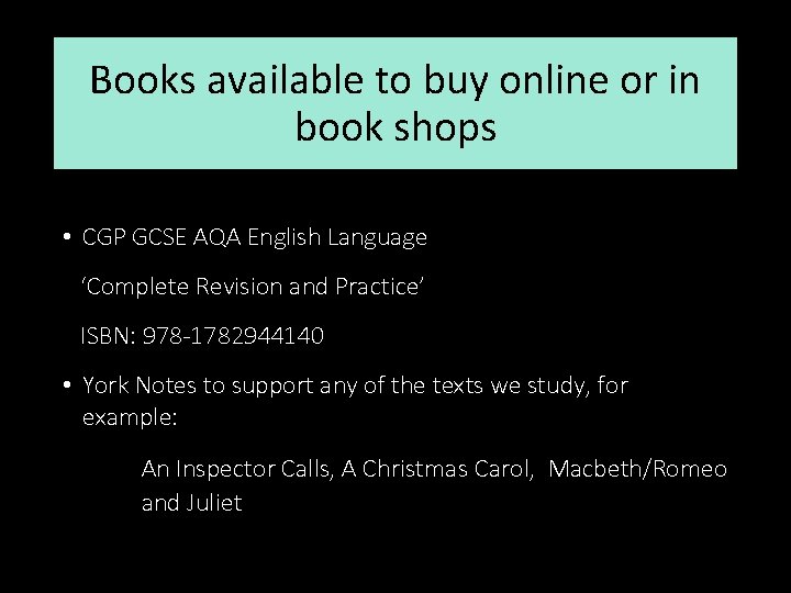 Books available to buy online or in book shops • CGP GCSE AQA English