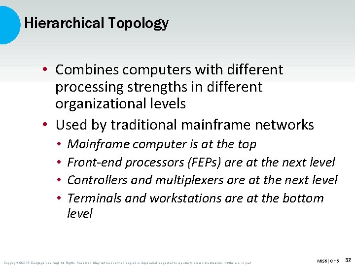 Hierarchical Topology • Combines computers with different processing strengths in different organizational levels •