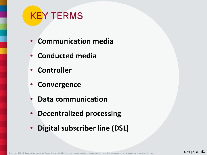 KEY TERMS • Communication media • Conducted media • Controller • Convergence • Data