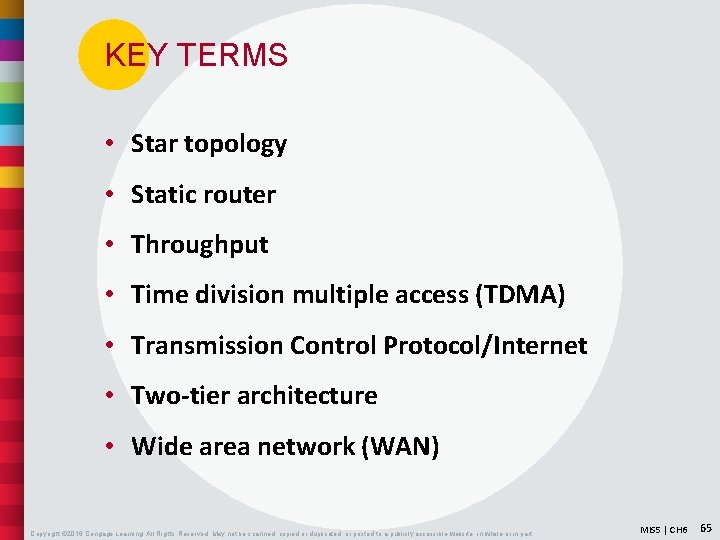 KEY TERMS • Star topology • Static router • Throughput • Time division multiple