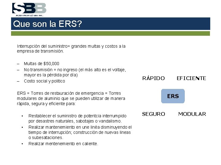 Que son la ERS? Interrupción del suministro= grandes multas y costos a la empresa