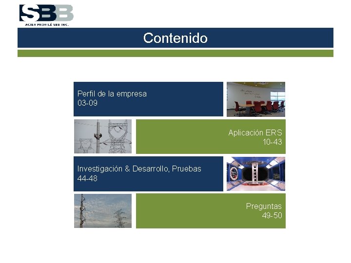 Contenido Perfil de la empresa 03 -09 Aplicación ERS 10 -43 Investigación & Desarrollo,