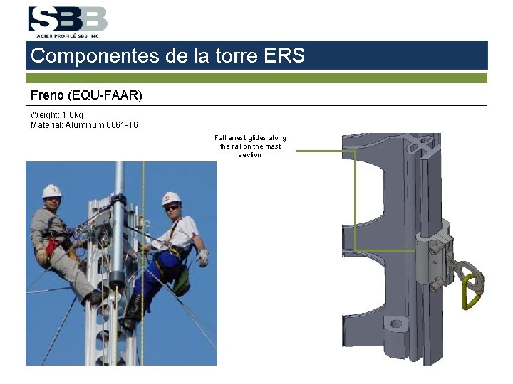 Componentes de la torre ERS Freno (EQU-FAAR) Weight: 1. 6 kg Material: Aluminum 6061