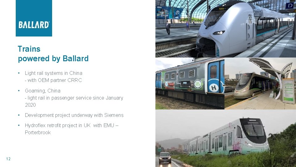 Trains powered by Ballard 12 • Light rail systems in China - with OEM