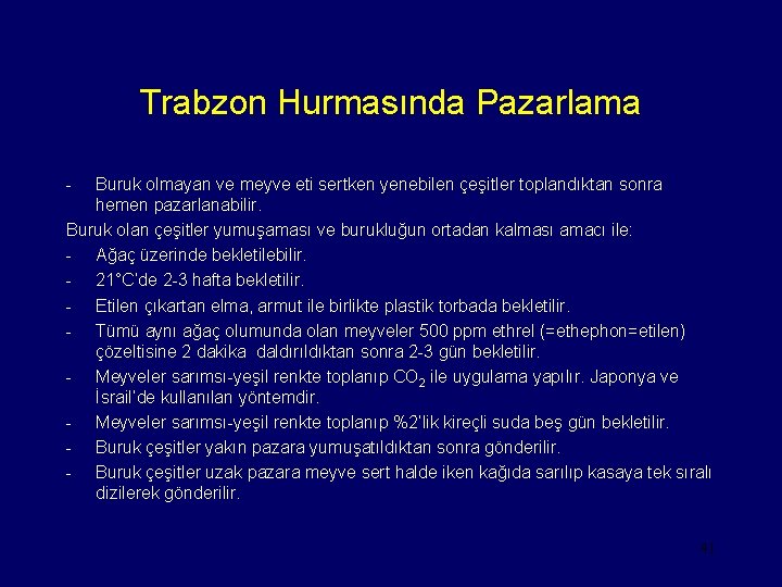 Trabzon Hurmasında Pazarlama - Buruk olmayan ve meyve eti sertken yenebilen çeşitler toplandıktan sonra