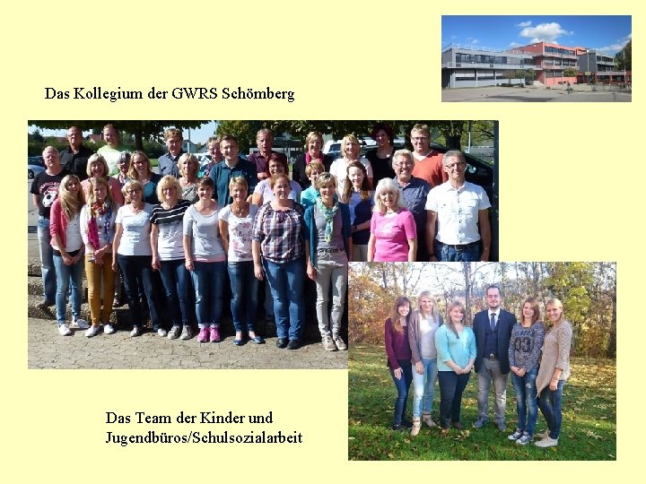 Das Kollegium der GWRS Schömberg Das Team der Kinder und Jugendbüros/Schulsozialarbeit 