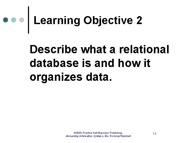 Learning Objective 2 Describe what a relational database is and how it organizes data.