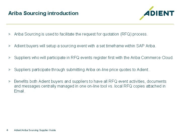 Ariba Sourcing introduction > Ariba Sourcing is used to facilitate the request for quotation