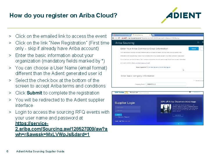 How do you register on Ariba Cloud? > Click on the emailed link to