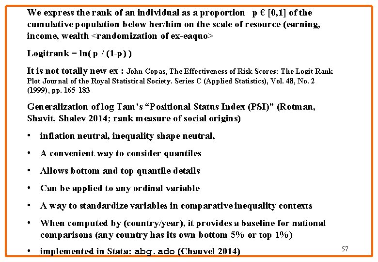 We express the rank of an individual as a proportion p € [0, 1]