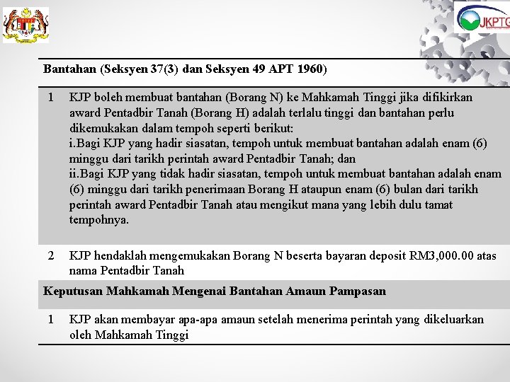 Bantahan (Seksyen 37(3) dan Seksyen 49 APT 1960) 1 KJP boleh membuat bantahan (Borang