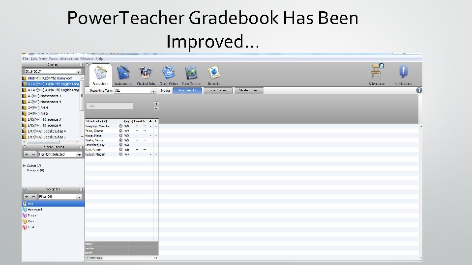 Power. Teacher Gradebook Has Been Improved… 