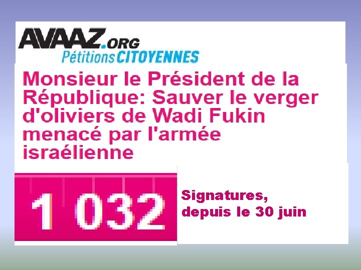 Signatures, depuis le 30 juin 