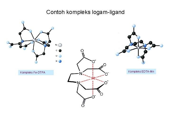 Contoh kompleks logam-ligand Kompleks Fe-DTPA Kompleks EDTA-Mn 