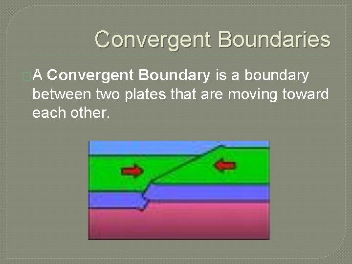 Convergent Boundaries �A Convergent Boundary is a boundary between two plates that are moving