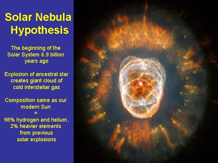 Solar Nebula Hypothesis The beginning of the Solar System 6. 9 billion years ago