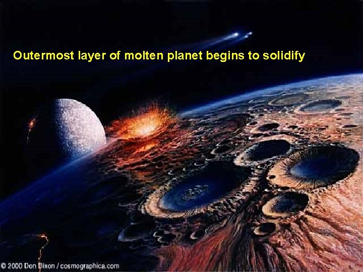 Outermost layer of molten planet begins to solidify 