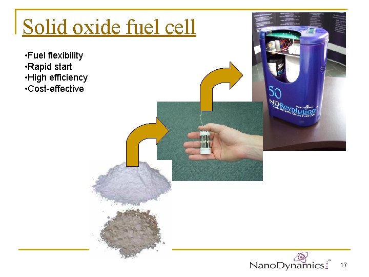 Solid oxide fuel cell • Fuel flexibility • Rapid start • High efficiency •