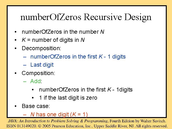 number. Of. Zeros Recursive Design • number. Of. Zeros in the number N •