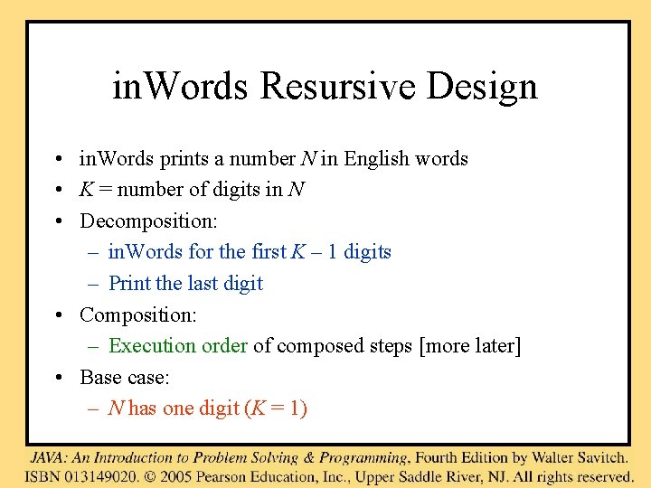 in. Words Resursive Design • in. Words prints a number N in English words