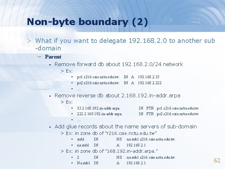 Non-byte boundary (2) > What if you want to delegate 192. 168. 2. 0