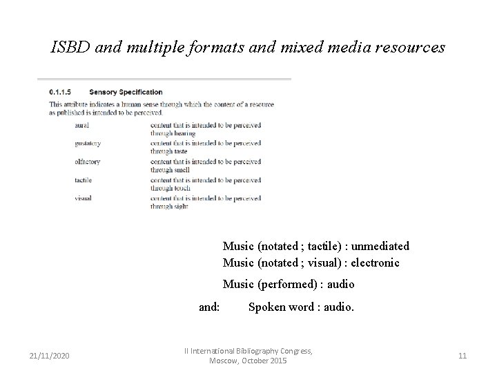 ISBD and multiple formats and mixed media resources Music (notated ; tactile) : unmediated