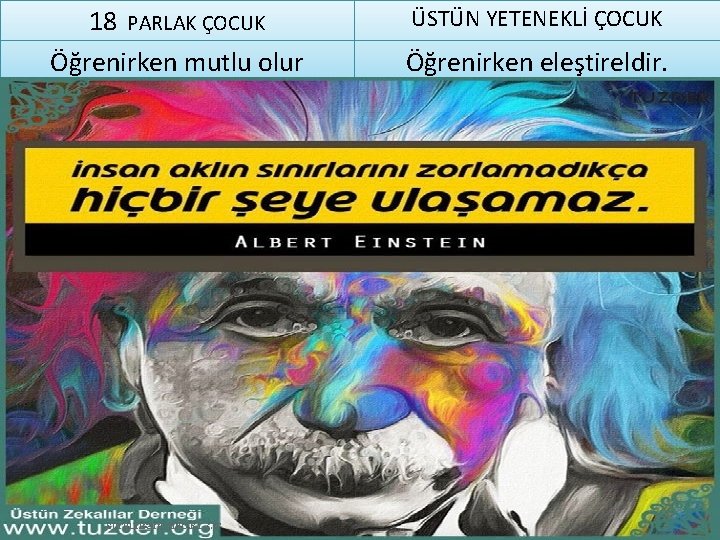 18 PARLAK ÇOCUK Öğrenirken mutlu olur sorgunram. meb. k 12. tr ÜSTÜN YETENEKLİ ÇOCUK