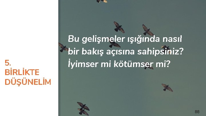5. BİRLİKTE DÜŞÜNELİM Bu gelişmeler ışığında nasıl bir bakış açısına sahipsiniz? İyimser mi kötümser